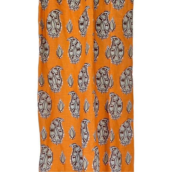 SOLD Johanna Ortiz Charisma of the Tropics Maxi Dress 100% linen orange 0 NWT - Picture 7 of 16